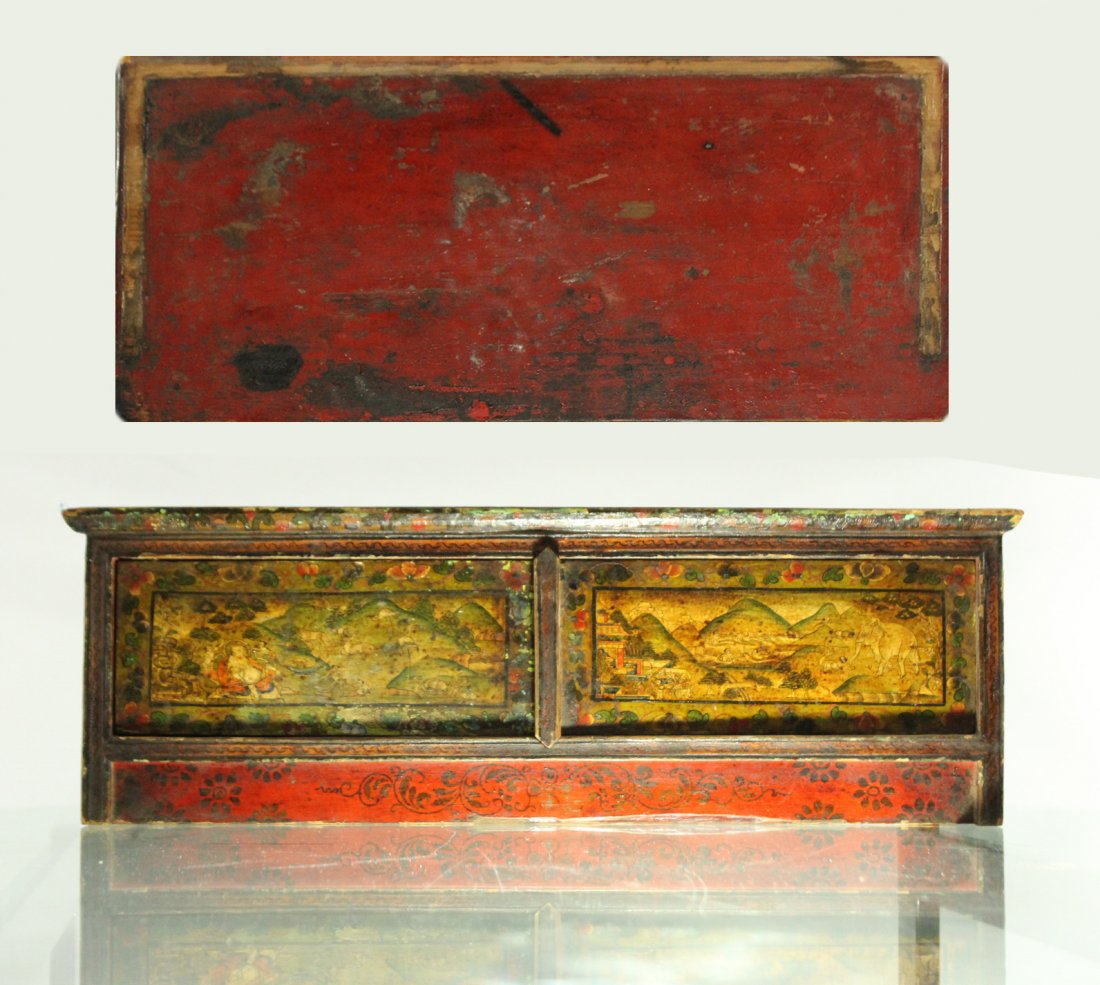 Oriental  TRAVELING ALTAR STAND scenic panels cabinet (1 of 6)