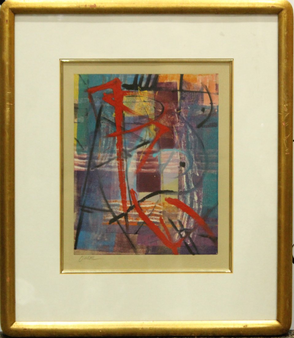 O'NEAL Mid-Century Modern ABSTRACT WATERCOLOR Signed (1 of 3)