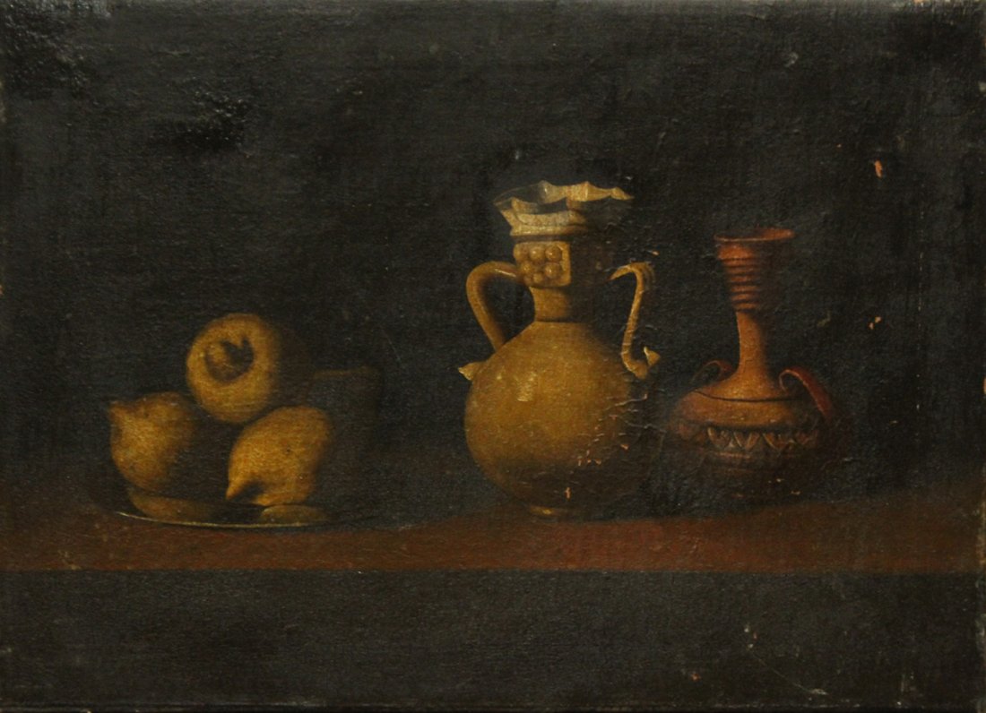 Vintage OIL on Canvas TABLE TOP STILL LIFE Unsigned (1 of 4)