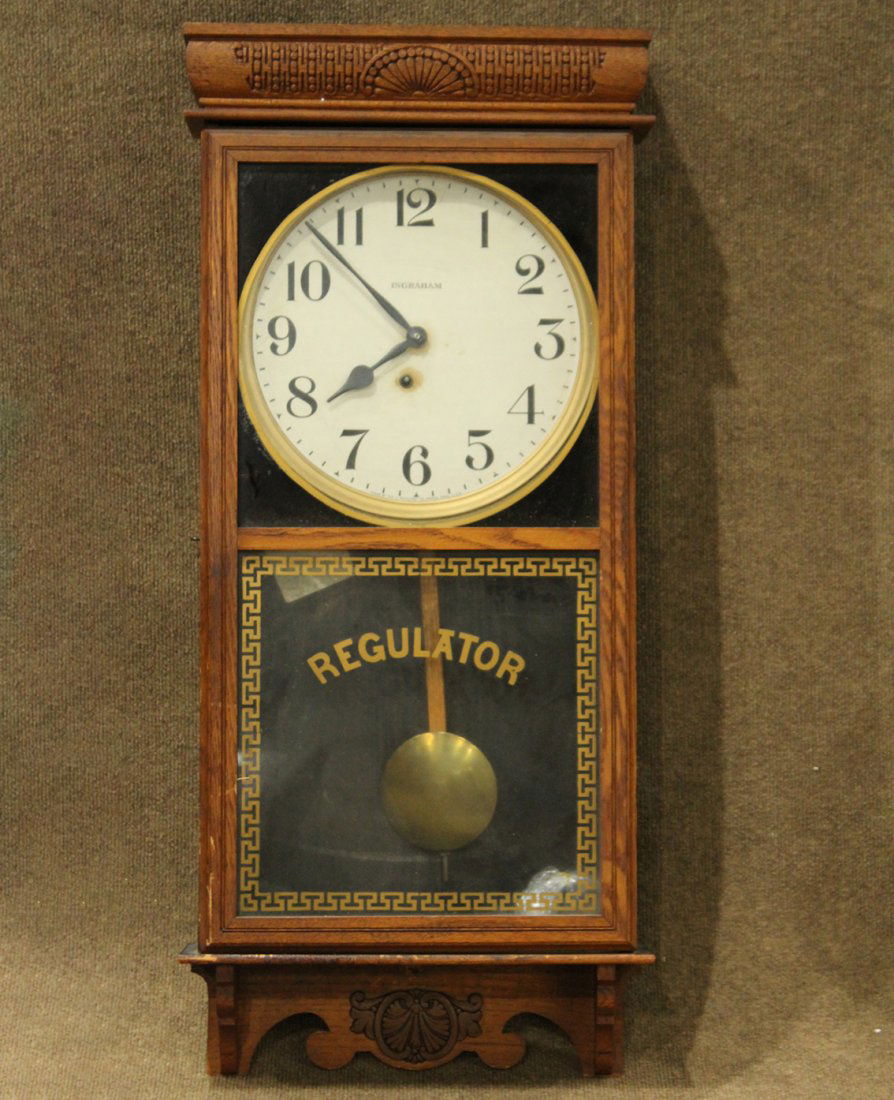 INGRAHAM Regulator Oak Wall Clock "WESTERN UNION"