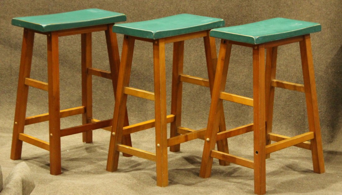 Set Three [3] WOOD STUDIO WORKSHOP STOOLS (1 of 4)
