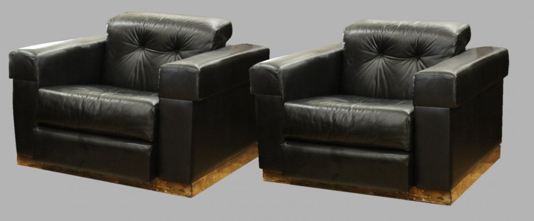 Pair BLACK LEATHER CUBE CHAIRS By LAWSONIA PHILADELPHIA (1 of 6)