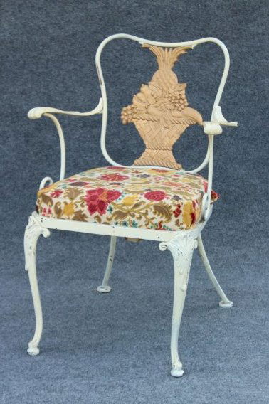 Mid-Century CAST METAL GARDEN ARM CHAIR Basket Of Fruit (1 of 4)