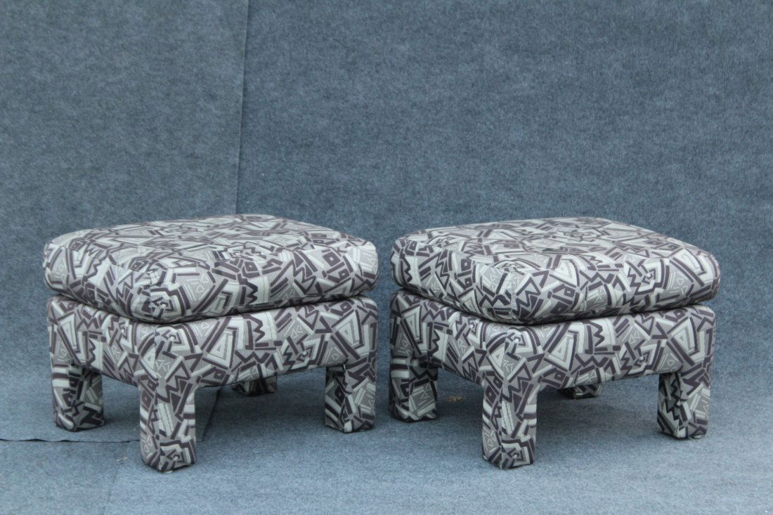 Two [2] DOROTHY DRAPER STYLE Upholstered Ottomans (1 of 6)