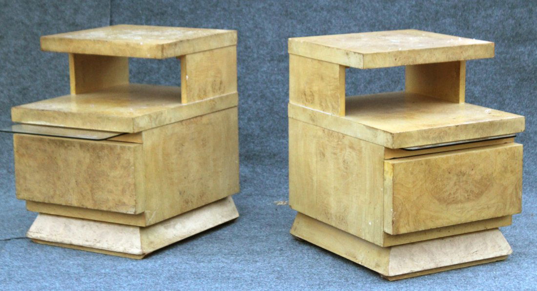 Two [2] ATOMIC DESIGN BIRDSEYE MAPLE BED STANDS (1 of 8)
