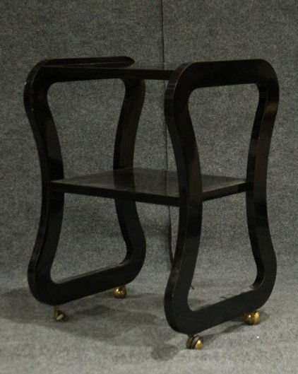 Mid-Century Modern BLACK LACQUER SERVING BAR CART (1 of 3)