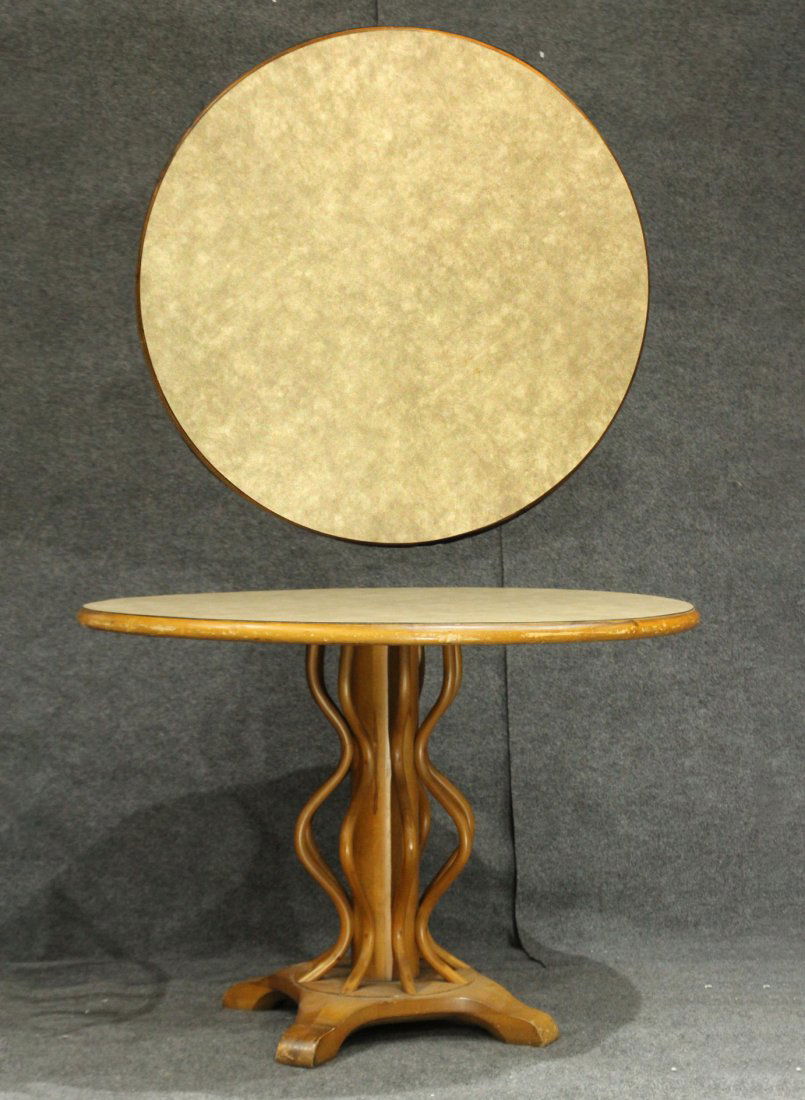 Unusual THONET ROUND CAFE TABLE, Bent Wood Base (1 of 3)