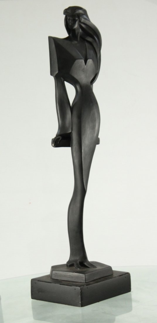 CUBISM GIRL STATUE Signed FISHER - Austin Productions (1 of 5)