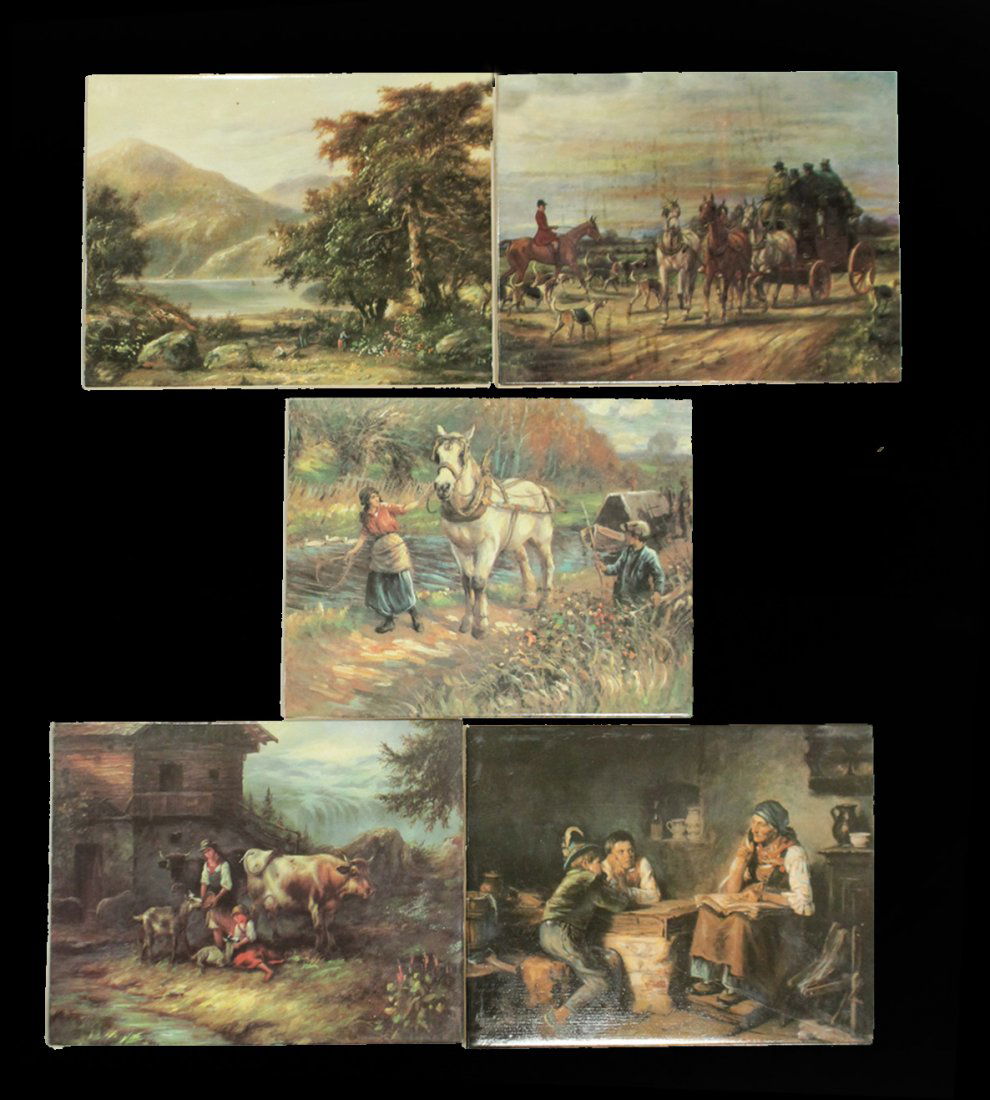 Five [5] ASSORTED TRANSFER SCENES ON PORCELAIN PLAQUES (1 of 7)