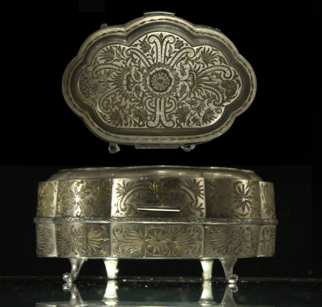 Victorian Silver overlay music box compote (1 of 4)