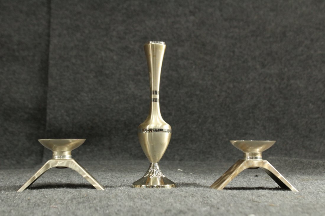 WMF IKORA silverplate candlestick and vase: WMF IKORA silverplate candlestick and vase Size: 3 - 8.5 in h