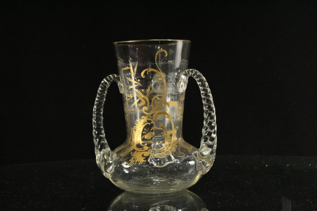 Moser style Victorian hand blown and painted  vase (1 of 5)