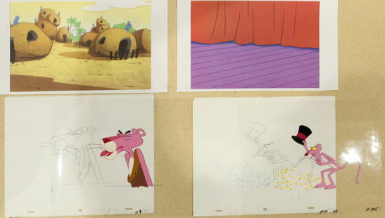 Pink Panther Animation cels: Pink Panther Animation cels with preliminary sketches