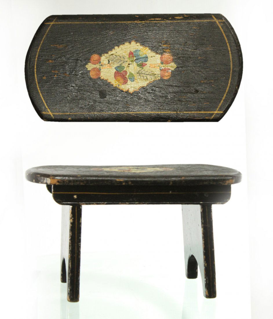 Antique hand painted country footstool (1 of 2)
