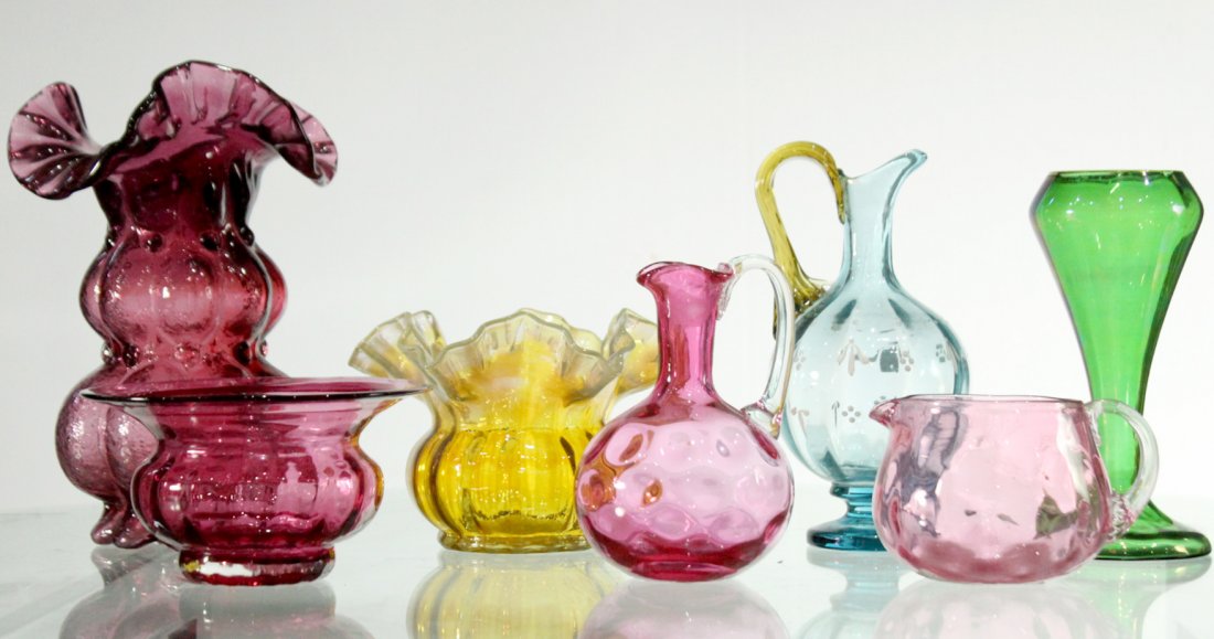 Group Lot of Colored hand blown glass (1 of 4)