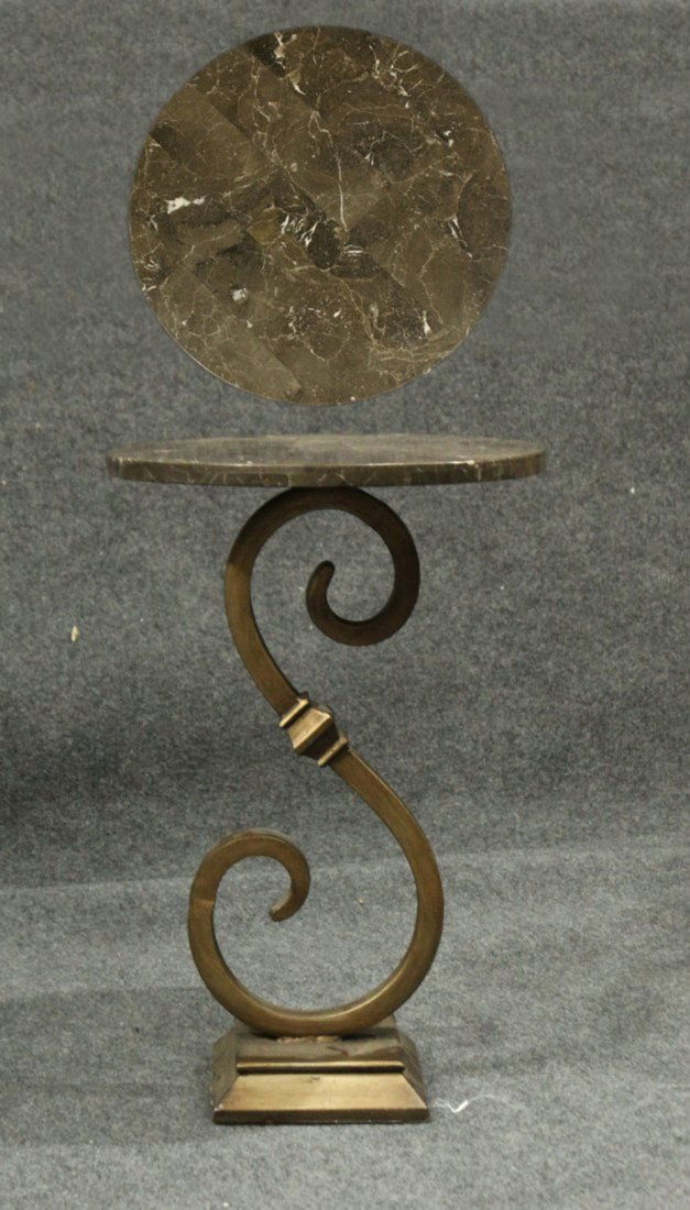 Mid-Century Brass S Base Marble Top Fern Stand (1 of 4)