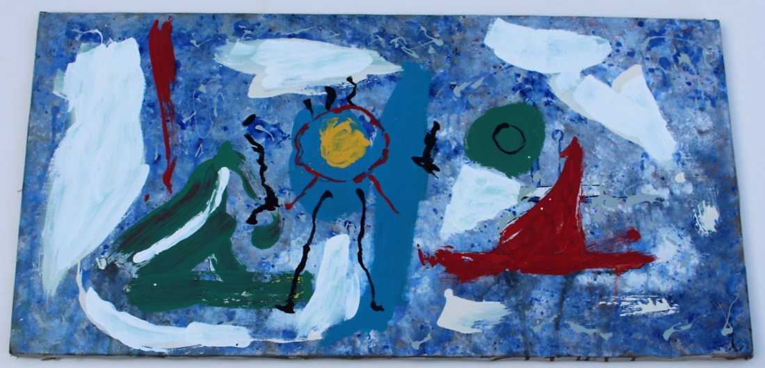 GY 1968, Oil/c Mid-Century Modern Abstract Boats In Bay (1 of 6)