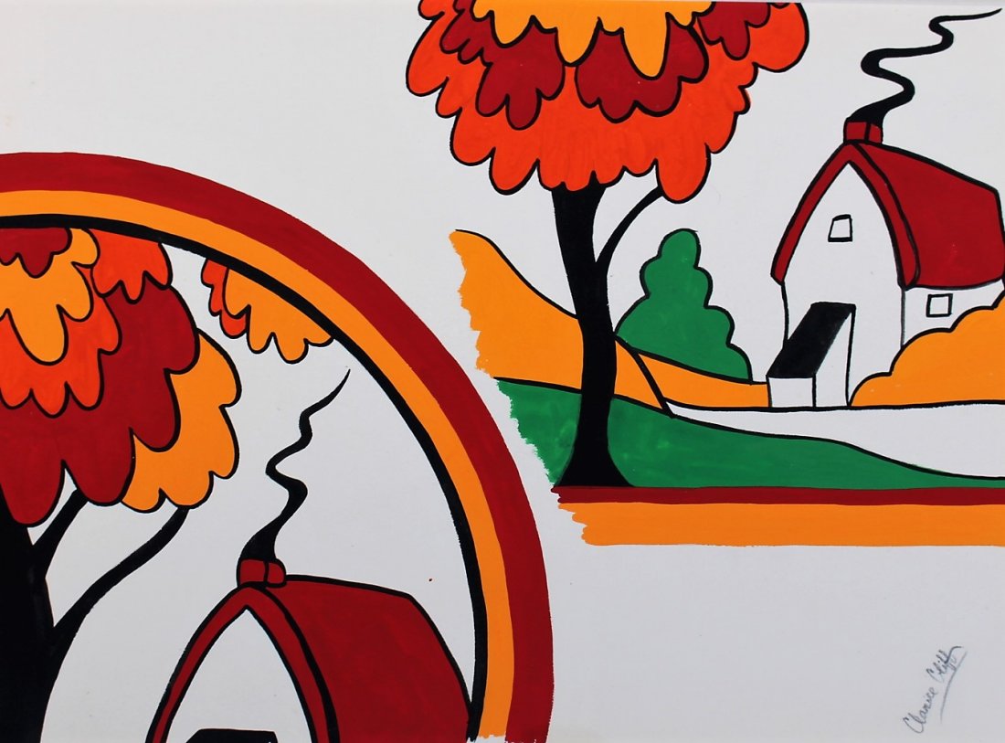 CLARICE CLIFF, W/C Illustration Art For Pottery Line (1 of 6)