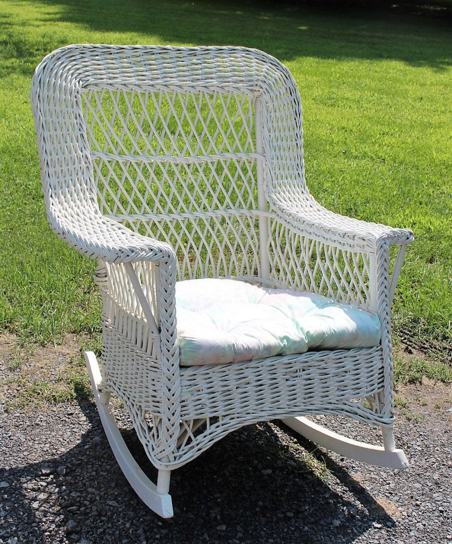 BAR HARBOR WICKER White Arm Chair Rocker (1 of 5)