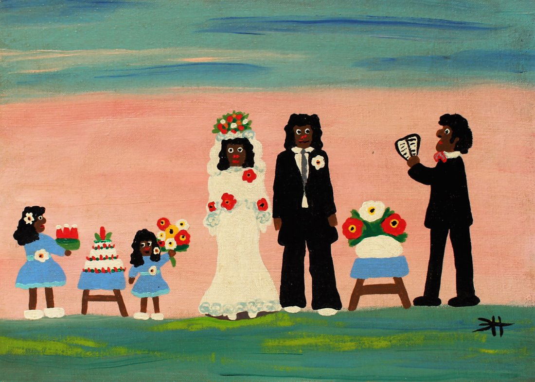 CLEMENTINE HUNTER Oil Southern Plantation Folk Wedding (1 of 5)