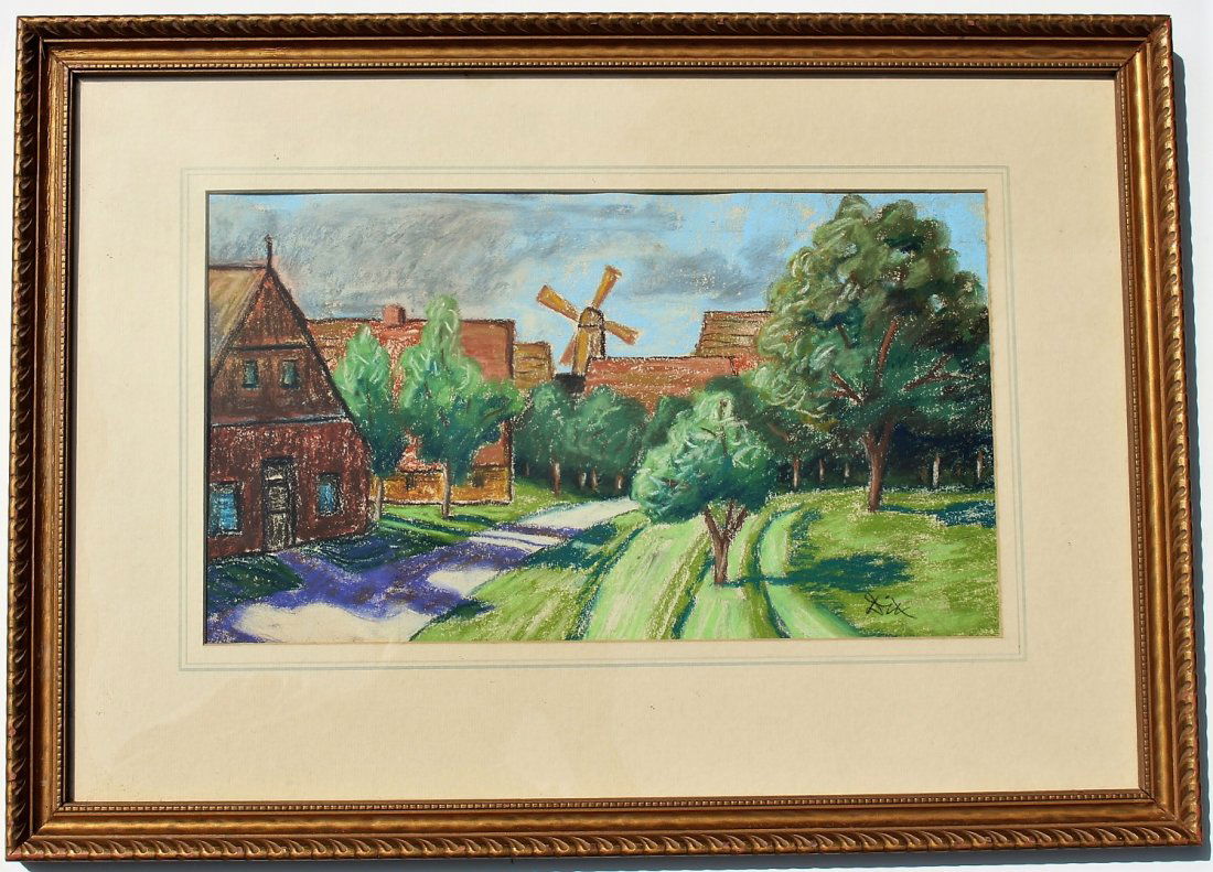 OTTO DIX 1891 - 1969, Pastel,  Landscape With Windmill (1 of 6)