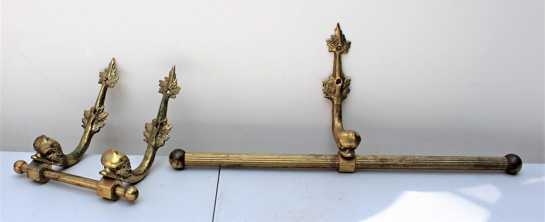 Two [2] BRASS SERPENTS TOWEL HOLDERS RACKS (1 of 6)