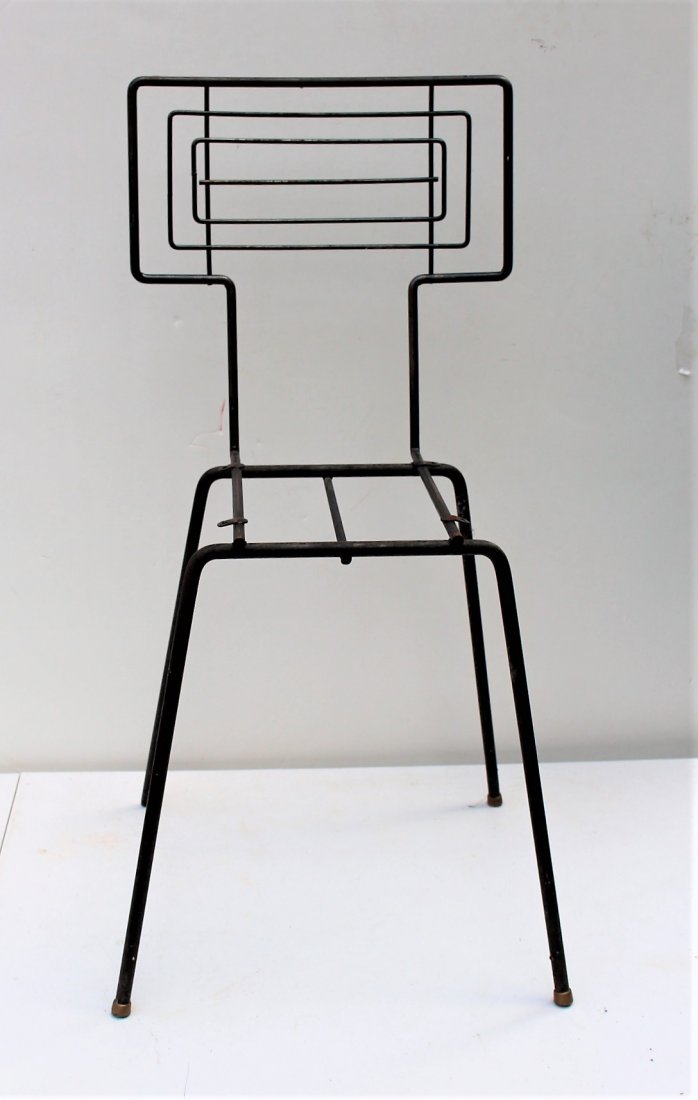 PAUL McCOBB , Mid-Century Iron Metal Side Chair: PAUL McCOBB , Mid-Century Iron Metal Side Chair. Needs seat. Size: 30.5 in. height, 15 in. wide at back.