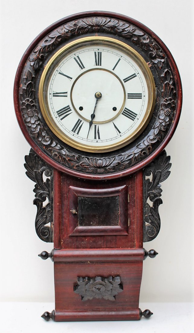 SEIKOSA Circa 1905 Wall Hanigng CLOCK Original Finish: SEIKOSA Circa 1905 Wall Hanigng CLOCK Original Finish, original pendulum. Precurser of Seiko, Teak and Mahogany Case. Size: 29 in. length, 16 in. wide.