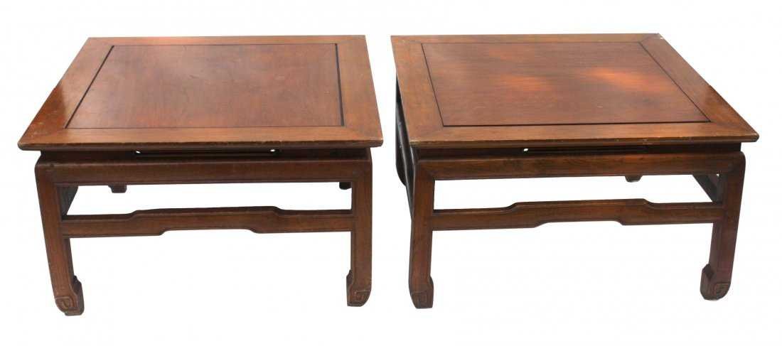 Pair Chinese Teak Wood Low Stands Pinned Construction (1 of 5)