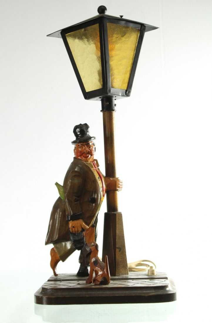 Carved WOOD ENGLISH GENT at Lamp Post LAMP (1 of 5)