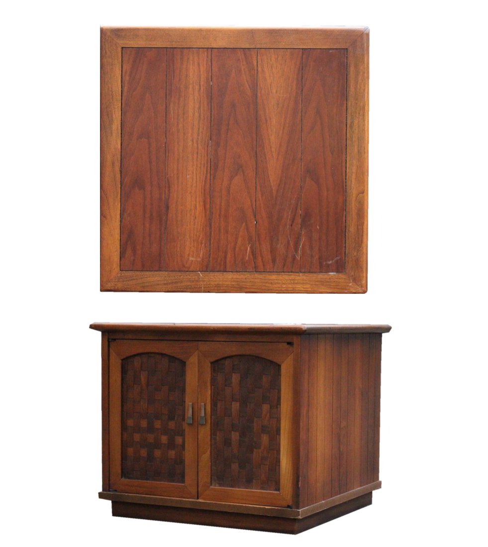 Mid-Century WALNUT 2-DOOR CUBE STAND CABINET (1 of 4)