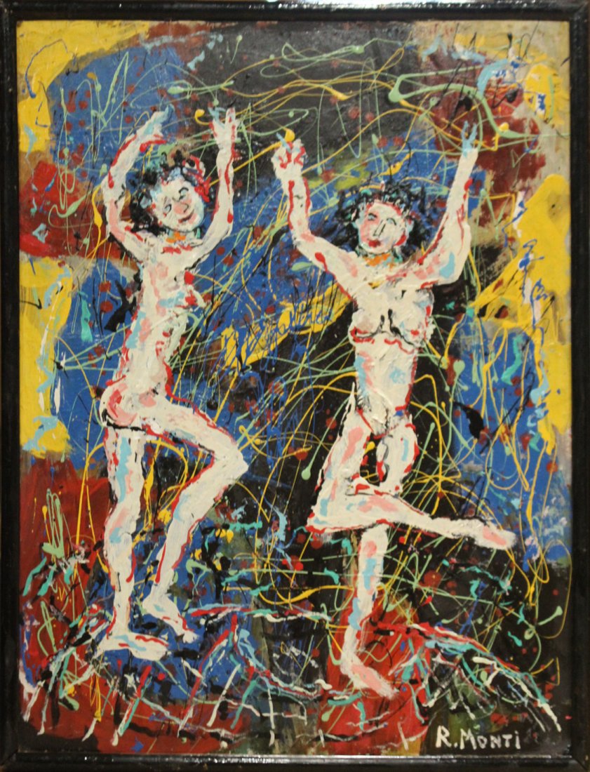 R MONTI, Mid-Century DANCING ADAM & EVE IN ABSTRACT (1 of 3)