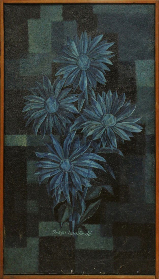 DRAGO IVANISEVIC, Mid-Century Modern Oil/C FLORAL STILL (1 of 3)