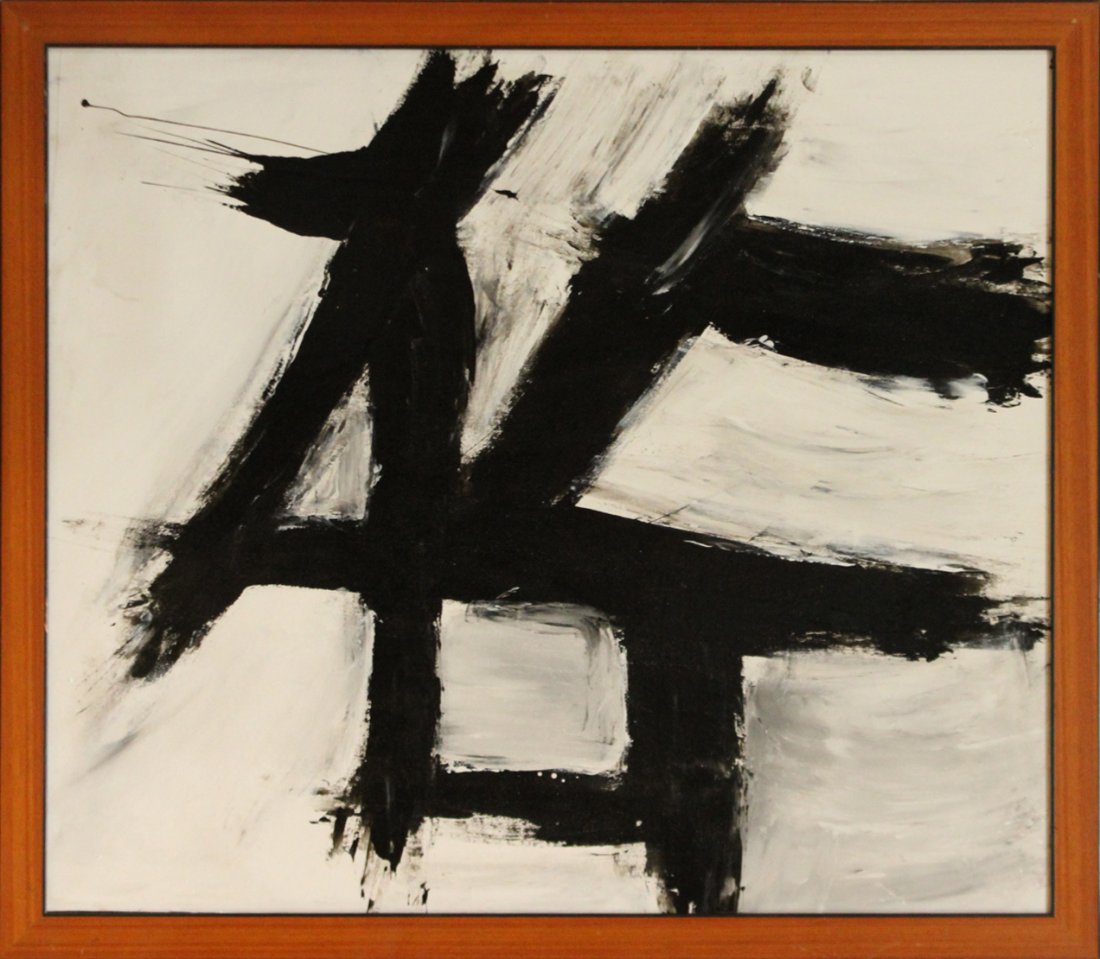 FRANZ KLINE attributed Mid Century Modern Abstract Oil. (1 of 2)