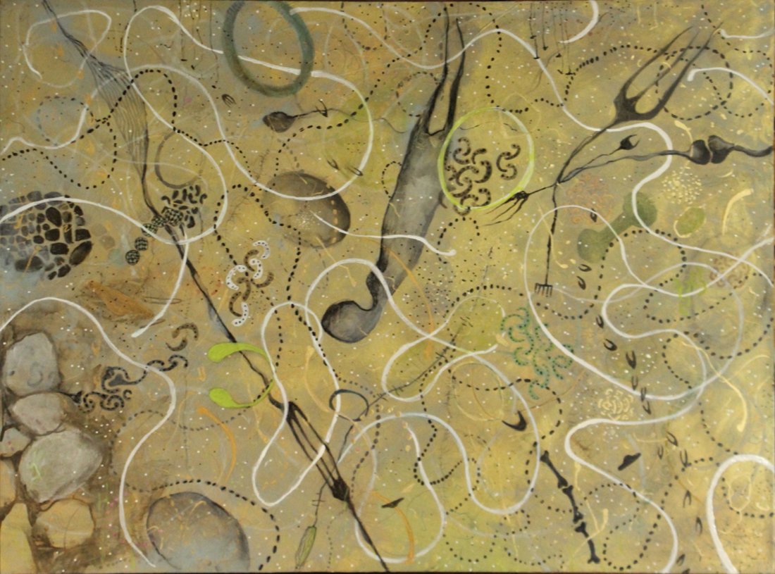 Large METAMORPHIC ABSTRACT Mid-Century OIL ON CANVAS (1 of 2)