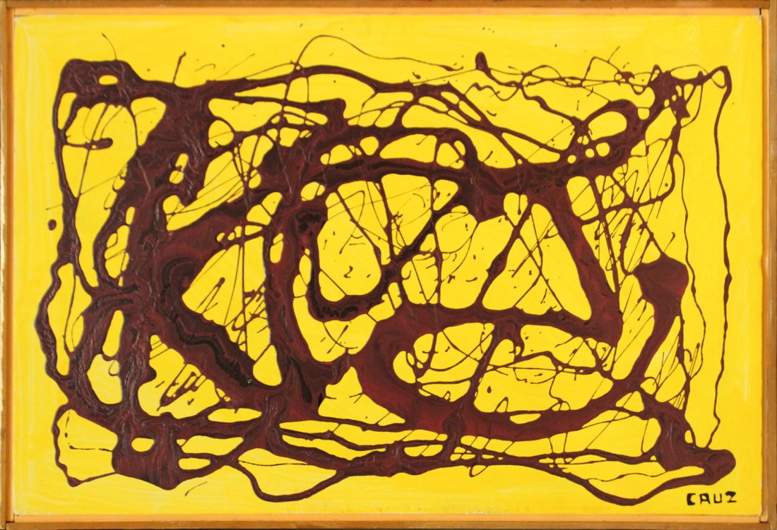 CRUZ, Mid Century Modern LATIN AMERICAN ABSTRACT OIL/C (1 of 3)