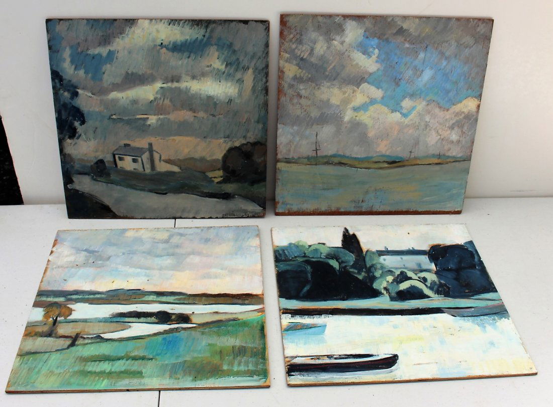 Four [4] Assorted IMPRESSIONIST OILS ON WOOD PANELS (1 of 4)