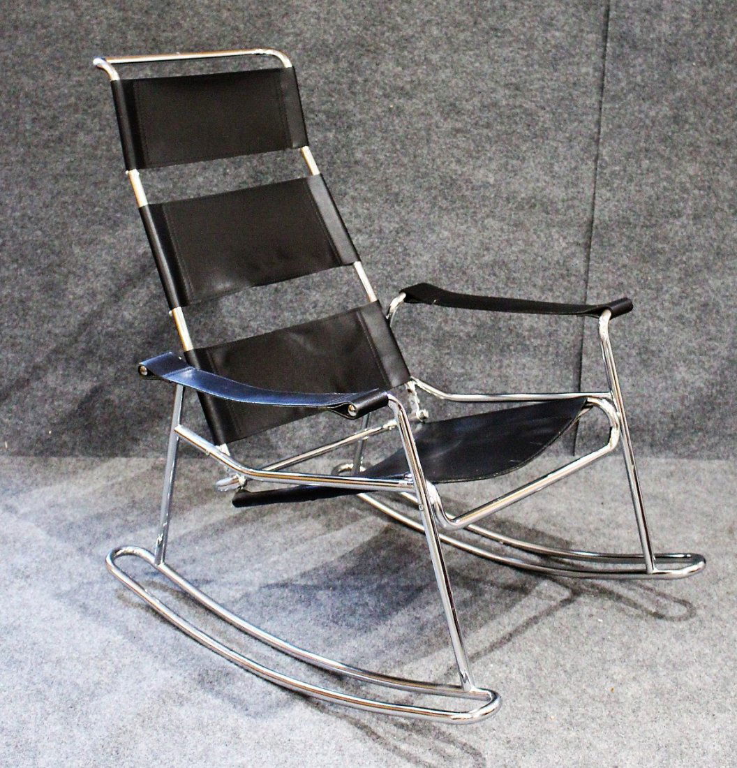 Mid-Century Modern Wassily Style Leather Strap Rocker (1 of 6)