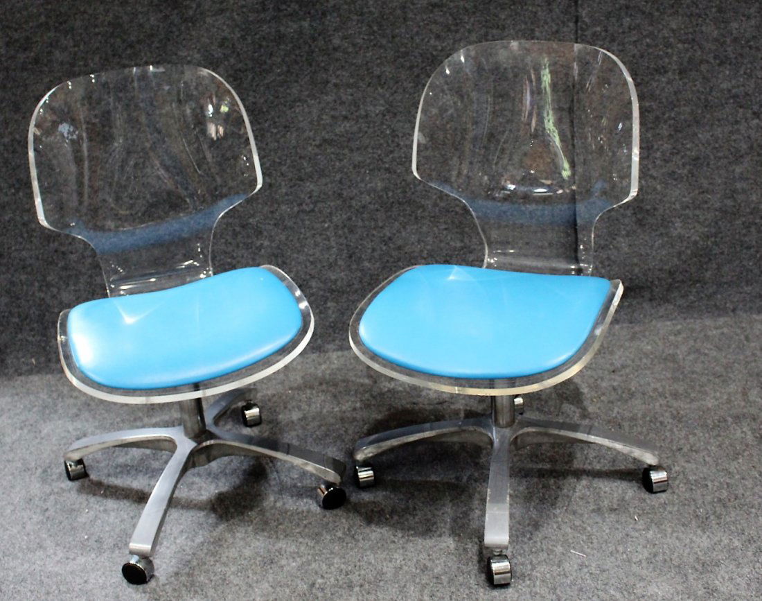 Matching Mid-Century LUCITE SWIVEL CHAIRS (1 of 8)