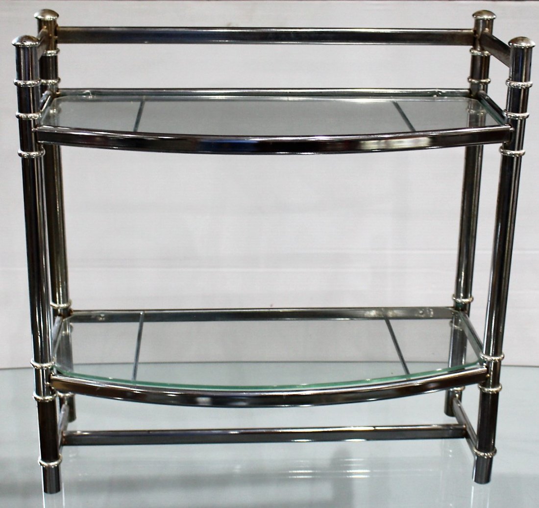 Mid-Century Modern CHROME AND GLASS Hanging Shelf (1 of 3)