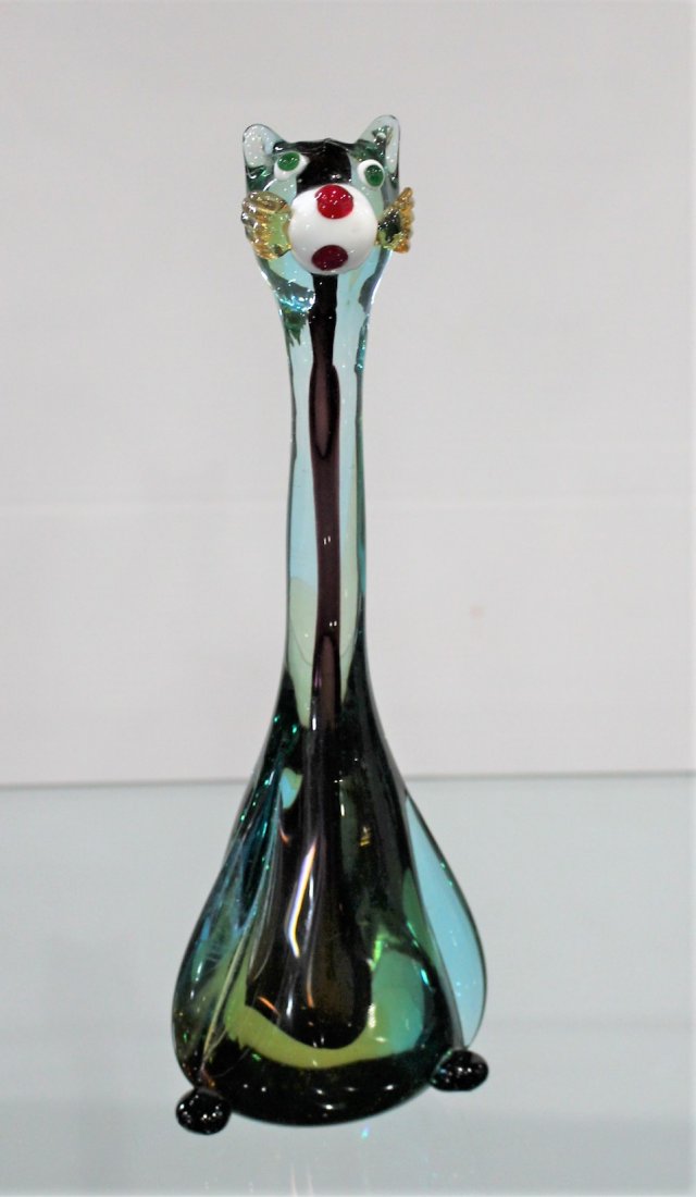 MURANO Italian Art Glass CAT FIGURINE Colorful: MURANO Italian Art Glass CAT FIGURINE Colorful.11.5 in. h., 3.5 in. w.