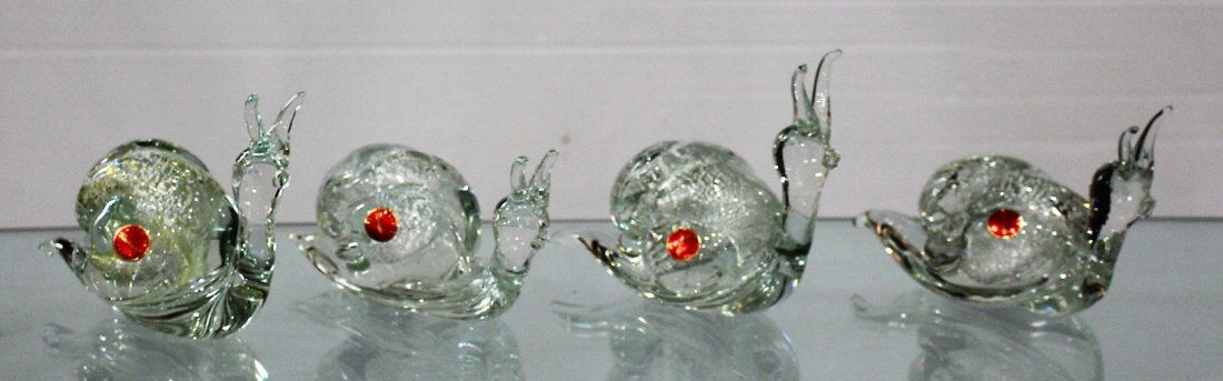 Four [4] MURANO Art Glass SNAIL Figurines (1 of 4)