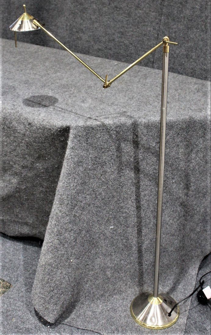 Italian Design Brass & Chrome Adjustable Floor Lamp (1 of 5)