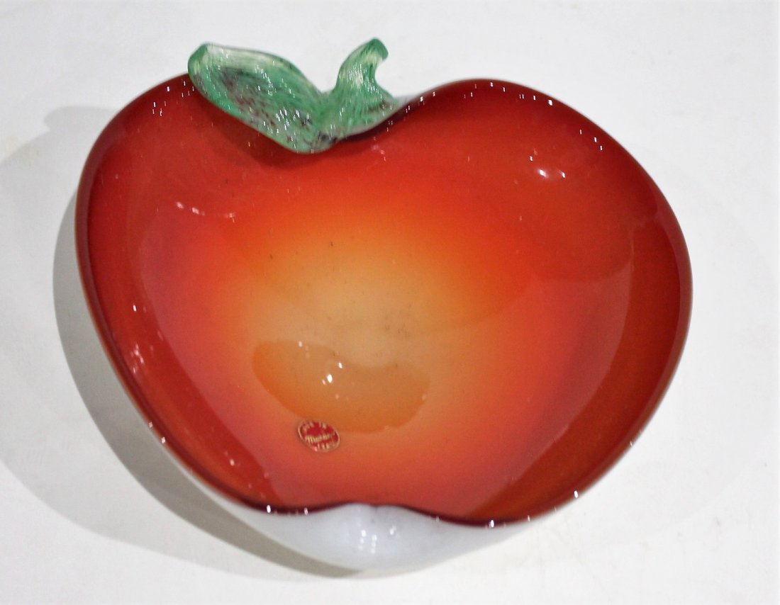 Two [2] Large MURANO Art Glass APPLE BOWLS (1 of 5)