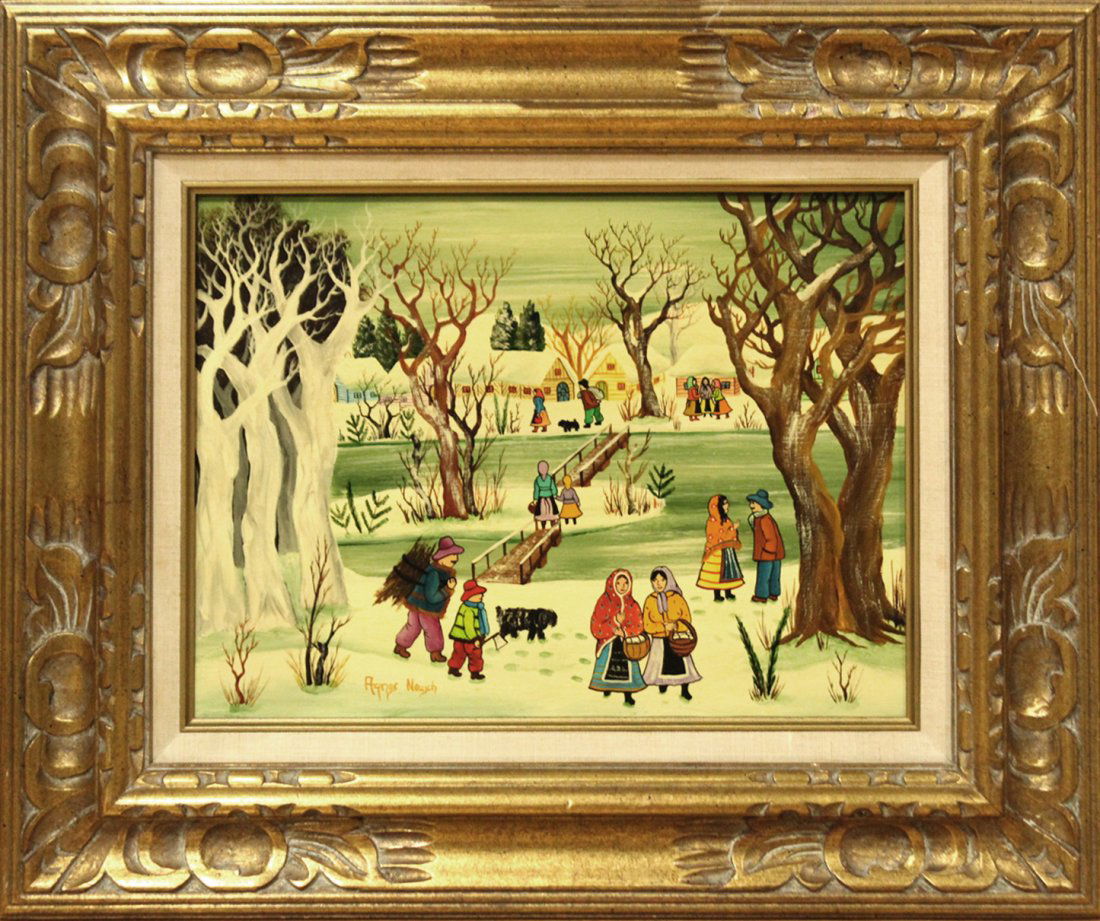 Agnes Neusch Hungarian Artist, Winter scene Painting (1 of 5)