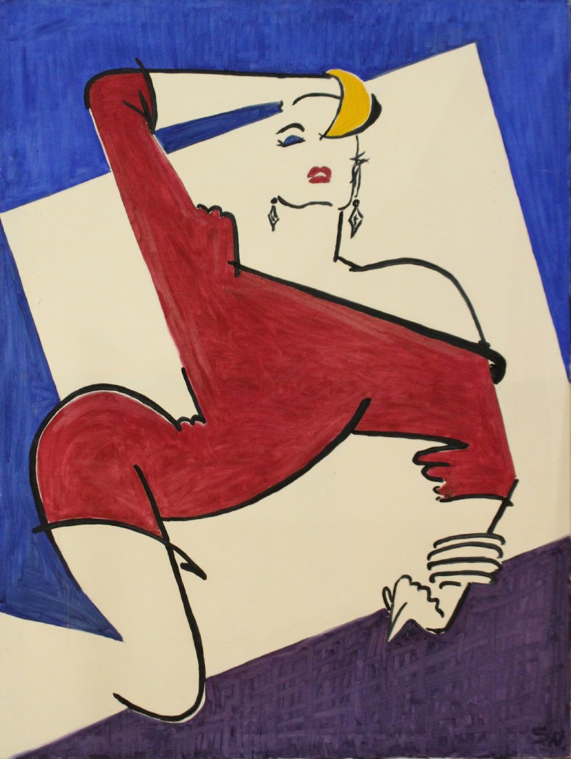 Roy Lichtenstein style abstract modern female painting (1 of 2)