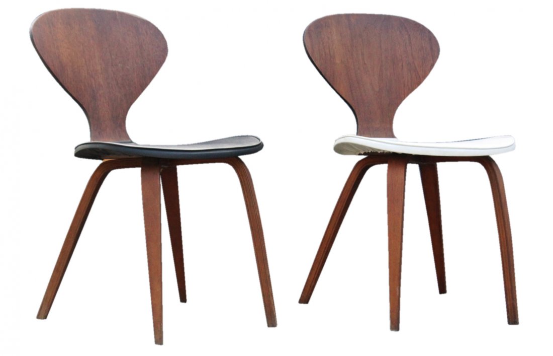 Pair Mid-Century NORMAN CHERNER SIDE CHAIRS, HIS & HERS (1 of 8)