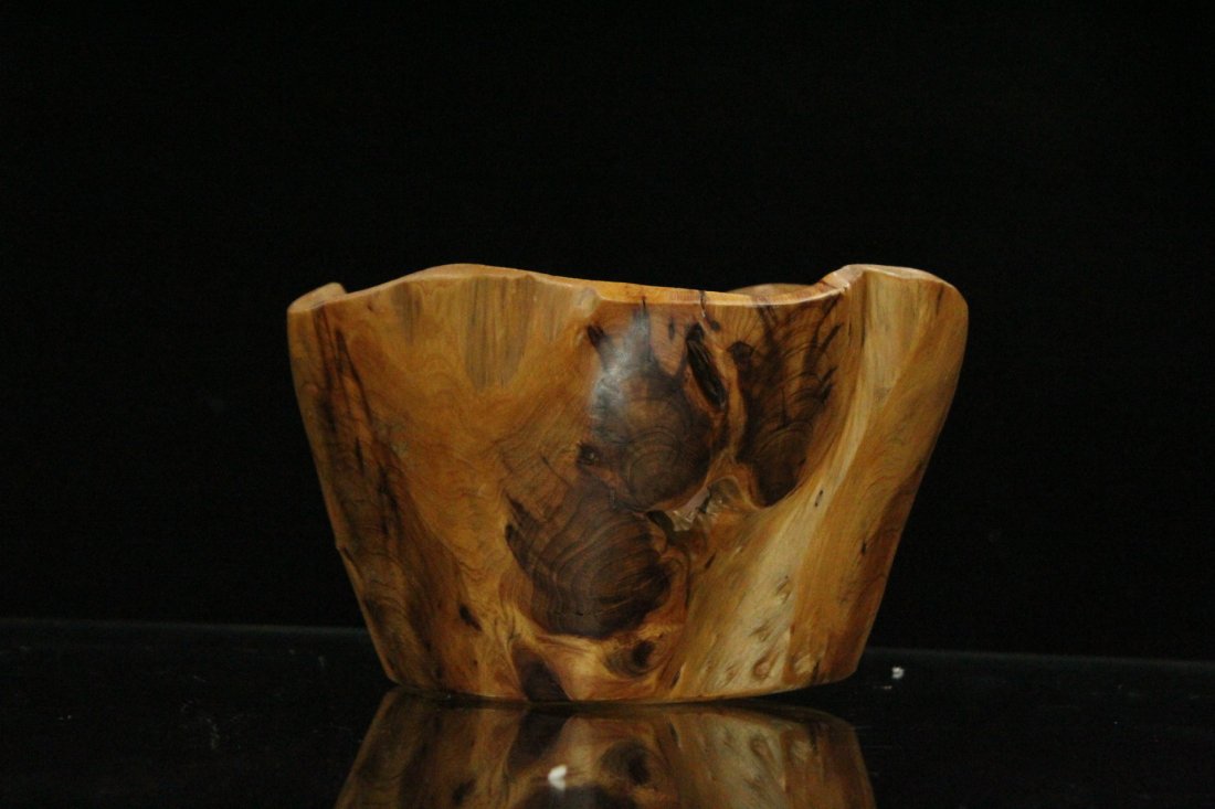 Mid-Century BURL WOOD CARVED STUDIO BOWL (1 of 5)