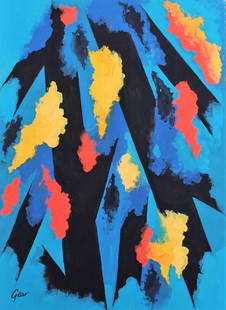 WILLIAM GEAR , Gouache, MID-CENTURY ABSTRACT PAINTING: WILLIAM GEAR , Gouache, MID-CENTURY ABSTRACT PAINTING; Signed GEAR. Size: Image: 15 in. x 11 in.