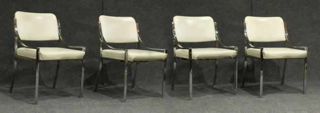 MILO BAUGHMAN Set Four [4] CHROME ARM CHAIRS (1 of 4)